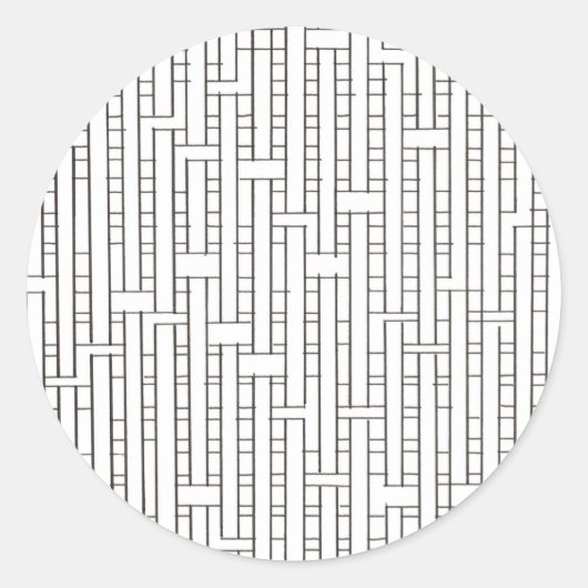 Industrieel raster-Zwart en Witte Modern minimalis Ronde Sticker (Voorkant)