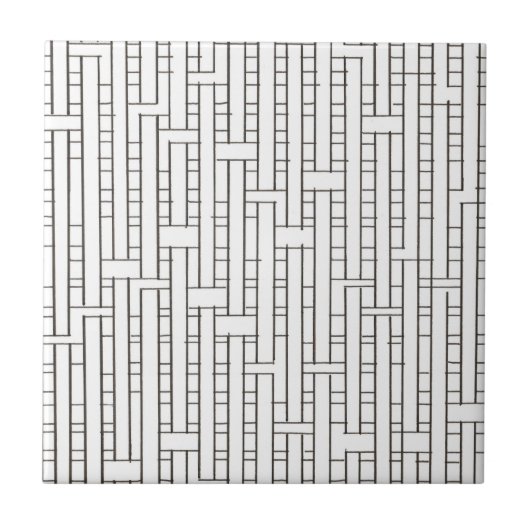 Industrieel raster - Zwart-wit moderne geometrisch Tegeltje (Voorkant)