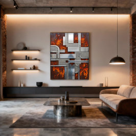 Industrieel Roestig Metaal Steampunk Geometrisch Canvas Afdruk