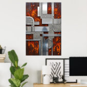 Industrieel Roestig Metaal Steampunk Geometrisch Poster (Thuiskantoor)