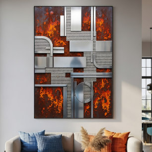Industrieel Roestig Metaal Steampunk Geometrisch Poster