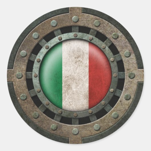 Industrieel staal Italiaanse vlag Schijf Grafisch Ronde Sticker (Voorkant)