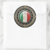 Industrieel staal Italiaanse vlag Schijf Grafisch Ronde Sticker (Tas)