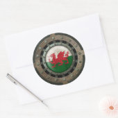 Industrieel staal Welsh vlag Schijf Grafisch Ronde Sticker (Envelop)