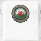 Industrieel staal Welsh vlag Schijf Grafisch Ronde Sticker (Tas)