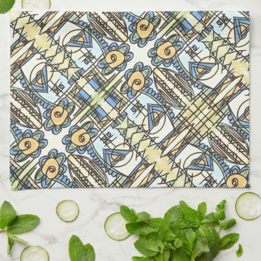 Industrieel ventilator-modern geometrisch patroon theedoek (Gevouwen)