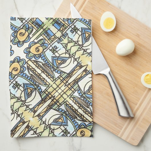 Industrieel ventilator-modern geometrisch patroon theedoek (Quarter Fold)