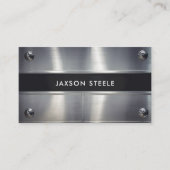 Industrieel zilveren metaal geklonken visitekaartje (Voorkant)