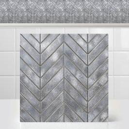 Industrieel zuurgewassen zink chevron zilver raste tegeltje