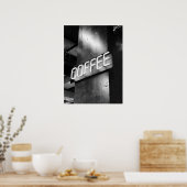 Industrieel Zwart-Wit Neon Coffee Sign Poster (Keuken)