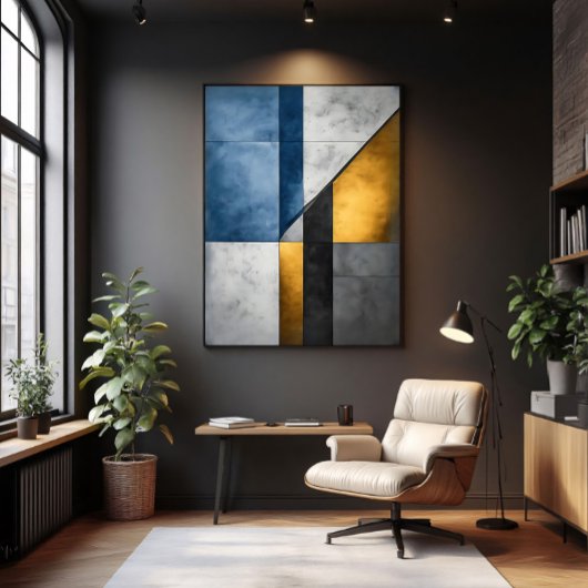 Industriële Abstracte Geometrische Blok Canvas Afdruk