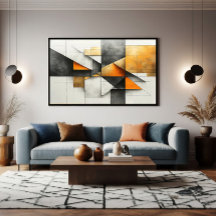 Industriële Abstracte Geometrische Oranje Goud Gri