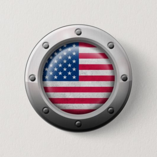 Industriële Amerikaanse vlag met staal Ronde Button 5,7 Cm (Voorkant)