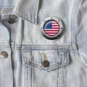 Industriële Amerikaanse vlag met staal Ronde Button 5,7 Cm (In situ)