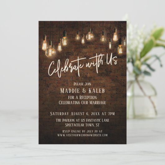 Industriële baksteen Edison lichten vieren met ons Kaart (Staand voorkant)