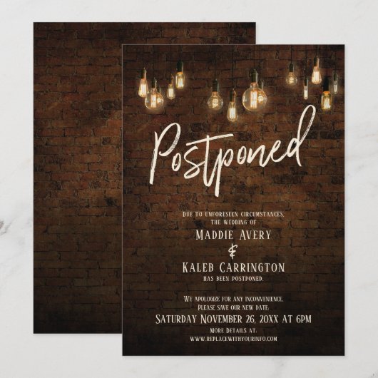 Industriële baksteen Edison verlichte uitgestelde  Kaart (Voorkant / Achterkant)