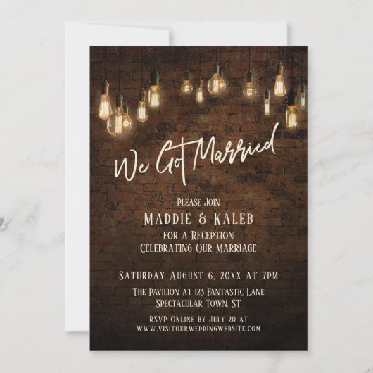 Industriële Baksteen met Edison Lichten We Zijn Ge Kaart (Voorkant)