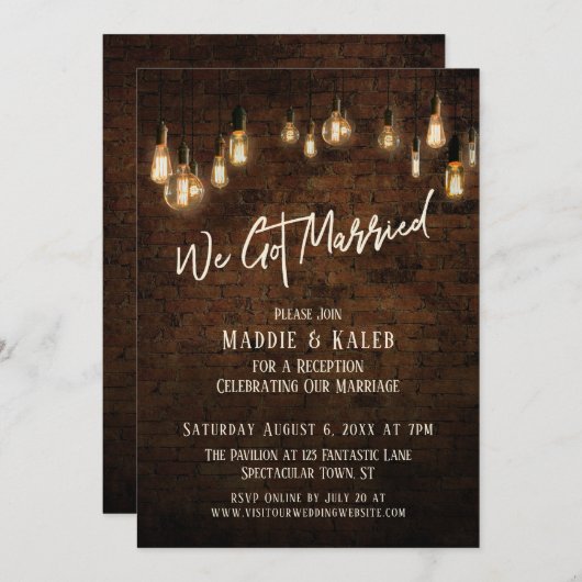 Industriële Baksteen met Edison Verlichting We Zij Kaart (Voorkant / Achterkant)