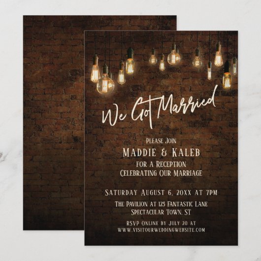 Industriële baksteen met edisonlampen We Zijn Getr Kaart (Voorkant / Achterkant)