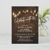 Industriële bakstenen Edison lichten Feest met ons Kaart (Staand voorkant)