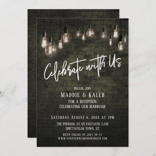 Industriële bakstenen Edison lichten Vier het met Kaart (Voorkant / Achterkant)