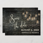 Industriële bakstenen, lichten, Save the Date (Voorkant / Achterkant)