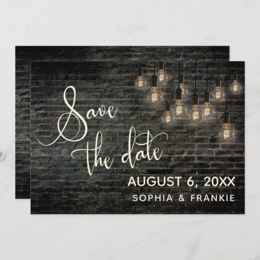 Industriële bakstenen, lichten, Save the Date (Voorkant / Achterkant)
