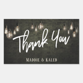 Industriële bakstenen w / Edison Lights Dank u Rechthoekige Sticker