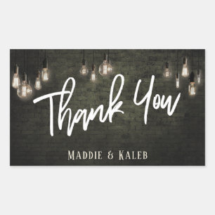 Industriële bakstenen w / Edison Lights Dank u Rechthoekige Sticker