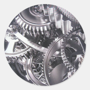 Industriële beweging. ronde sticker