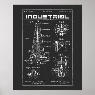 Industriële Blauwdruk: Olieplatform Mechanica Poster