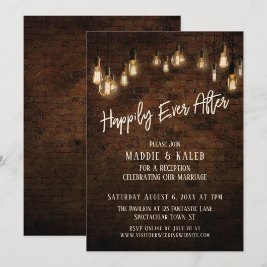 Industriële brick Edison-lampjes, gelukkig altijd Kaart (Voorkant / Achterkant)