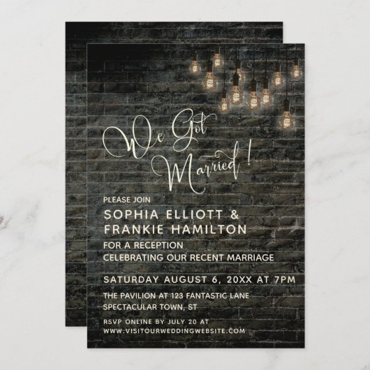 Industriële brick  lichten, we zijn getrouwd kaart (Voorkant / Achterkant)