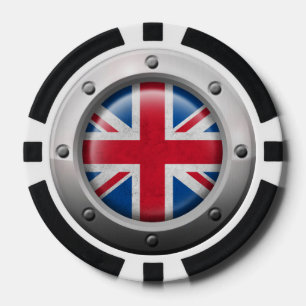Industriële Britse Vlag met Staal Grafisch Pokerchips