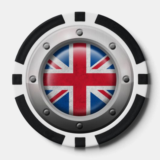 Industriële Britse Vlag met Staal Grafisch Pokerchips (Voorkant)