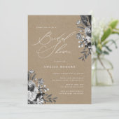 Industriële Chic Bloemige Rustieke Kraft Bruidsdou Kaart (Staand voorkant)