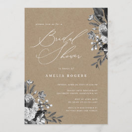 Industriële Chic Bloemige Rustieke Kraft Bruidsdou Kaart