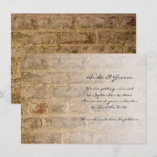 Industriële chic Bricks Fade Wedding sparen de Dat Kaart