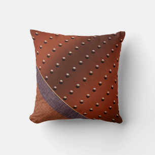 Industriële Chic Copper Rivet Burlap Weave Print Kussen