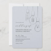 Industriële Chic Edison Bulb bruiloft uitnodiginge Kaart (Voorkant)