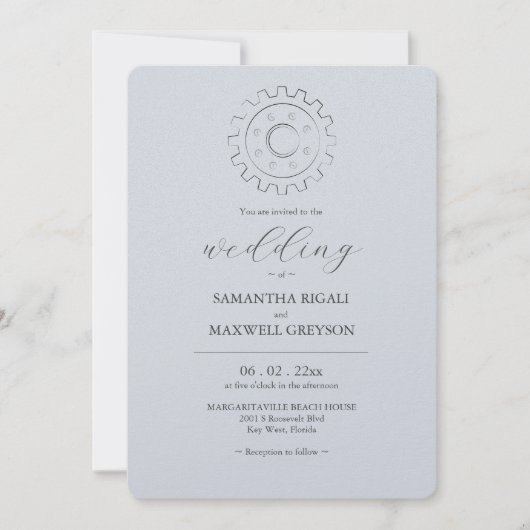 Industriële Chic Grey bruiloft uitnodigingen (Voorkant)