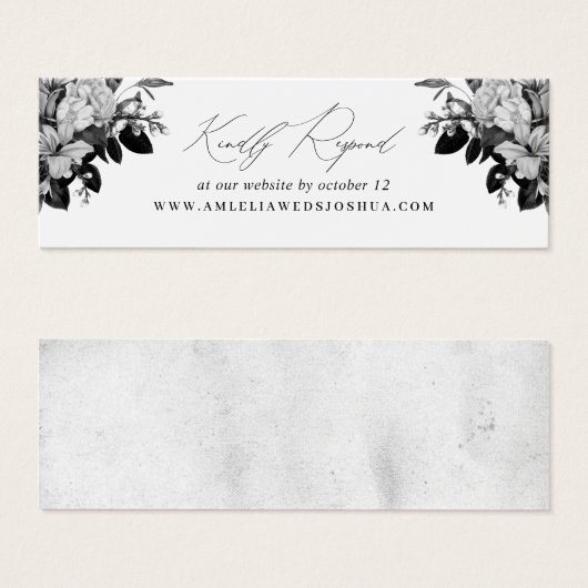 Industriële Chique Bloemen Bruiloft Website RSVP W Mini Visitekaartjes (Voorkant /achterkant)