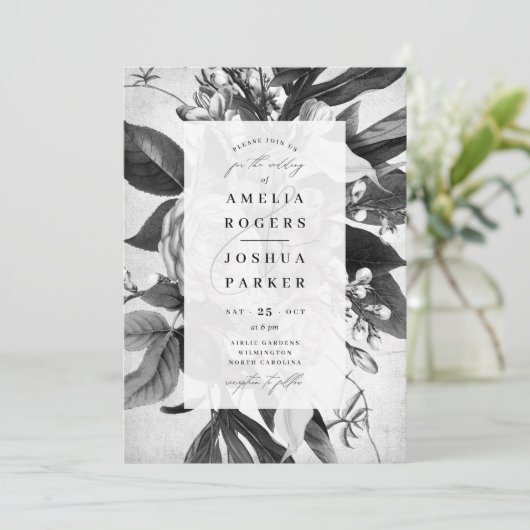 Industriële chique elegante bloemenbruiloft kaart (Staand voorkant)