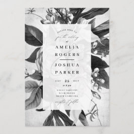 Industriële chique elegante bloemenbruiloft kaart