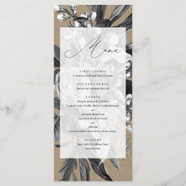 Industriële chique rustieke kraft bloemenbruiloft  menu