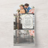 Industriële Elegantie Moderne Chique Bruiloft All In One Uitnodiging (Binnen)