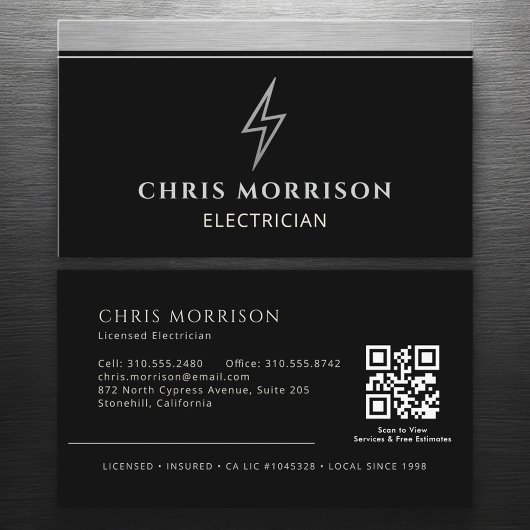 Industriële elektricien Metallic QR-code Visitekaartje
