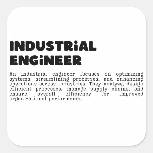 Industriële engineering: systeemoptimalisatie en E Vierkante Sticker (Voorkant)
