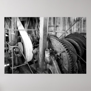 Industriële foto - Gold Dredge Gear Train Poster