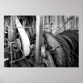 Industriële foto - Gold Dredge Gear Train Poster